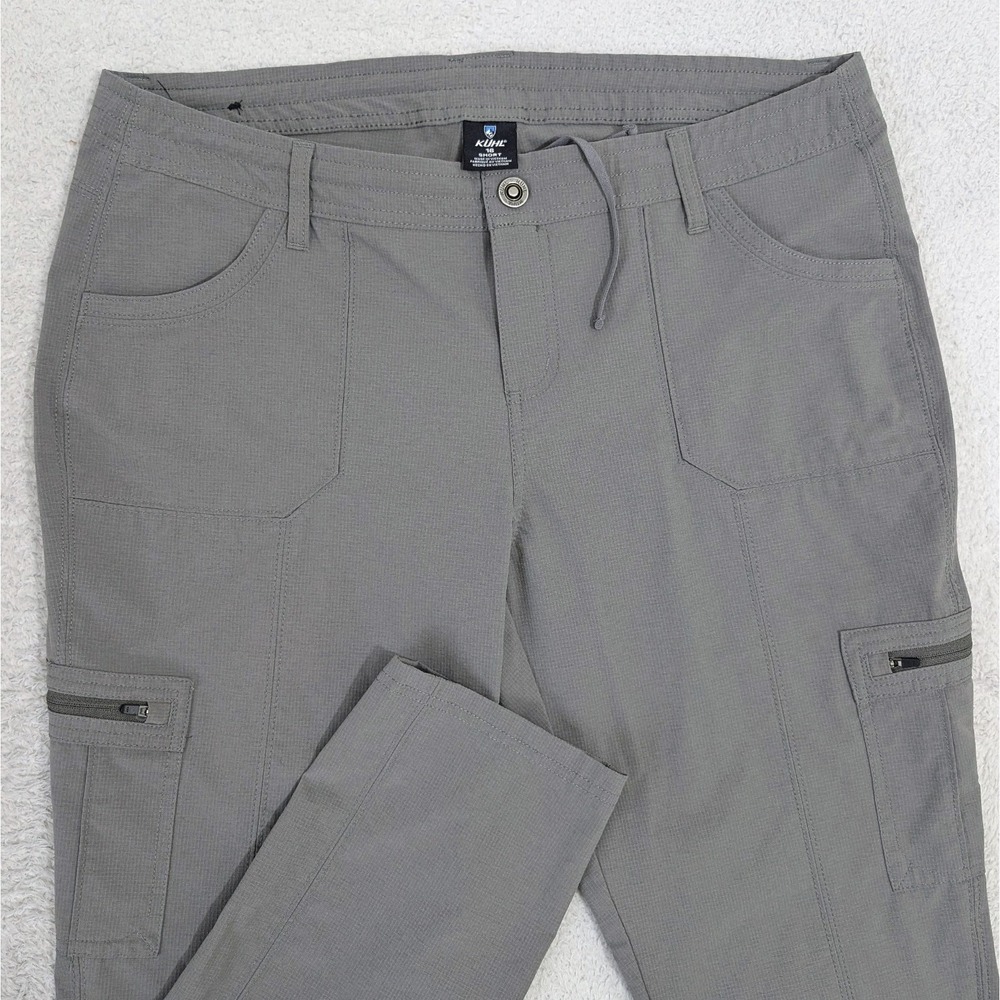 NEW KUHL Women's 16 35x28 Pants Gray Zip Cargo Stretch Drawstring Ripstop